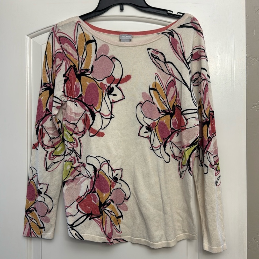 Chico’s size 1 Floral Sweater